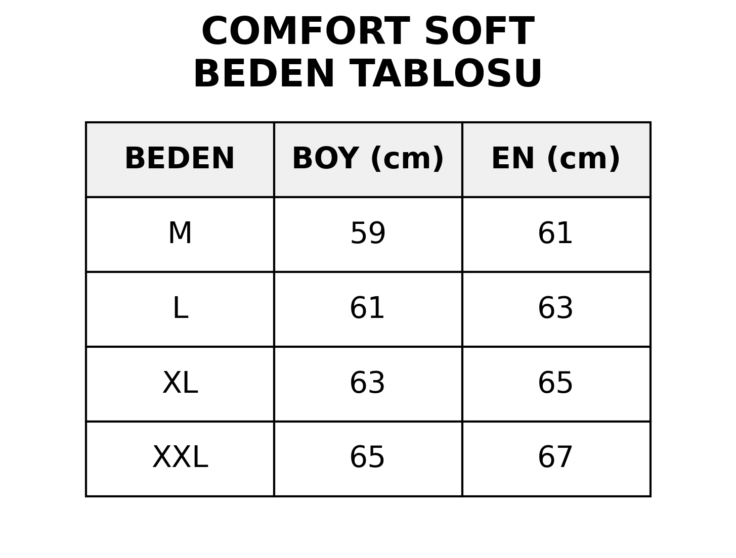 Topçu Comfort Soft Sweatshırt Beden Tablosu