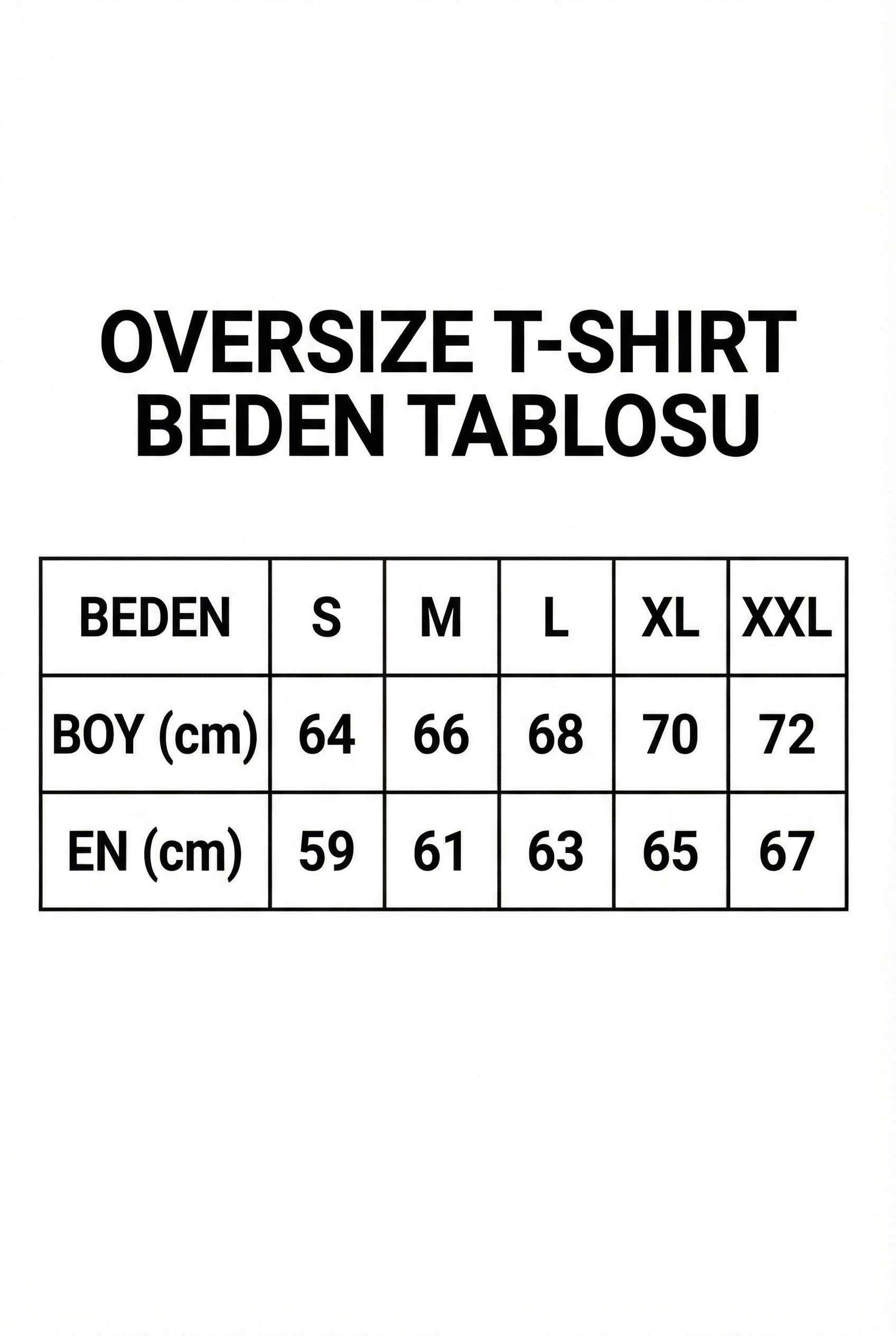 Rıhtım Plan Oversıze T-shırt Beden Tablosu