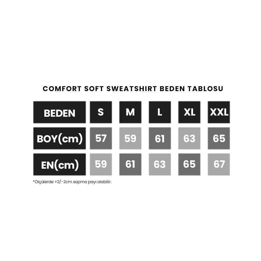 Yonca Comfort Soft Sweatshırt Beden Tablosu