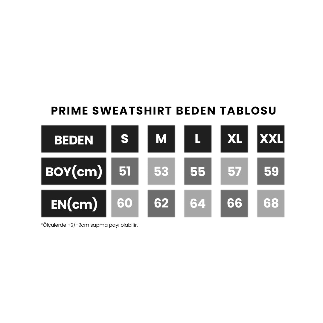 Katalan Prıme Sweatshırt Beden Tablosu