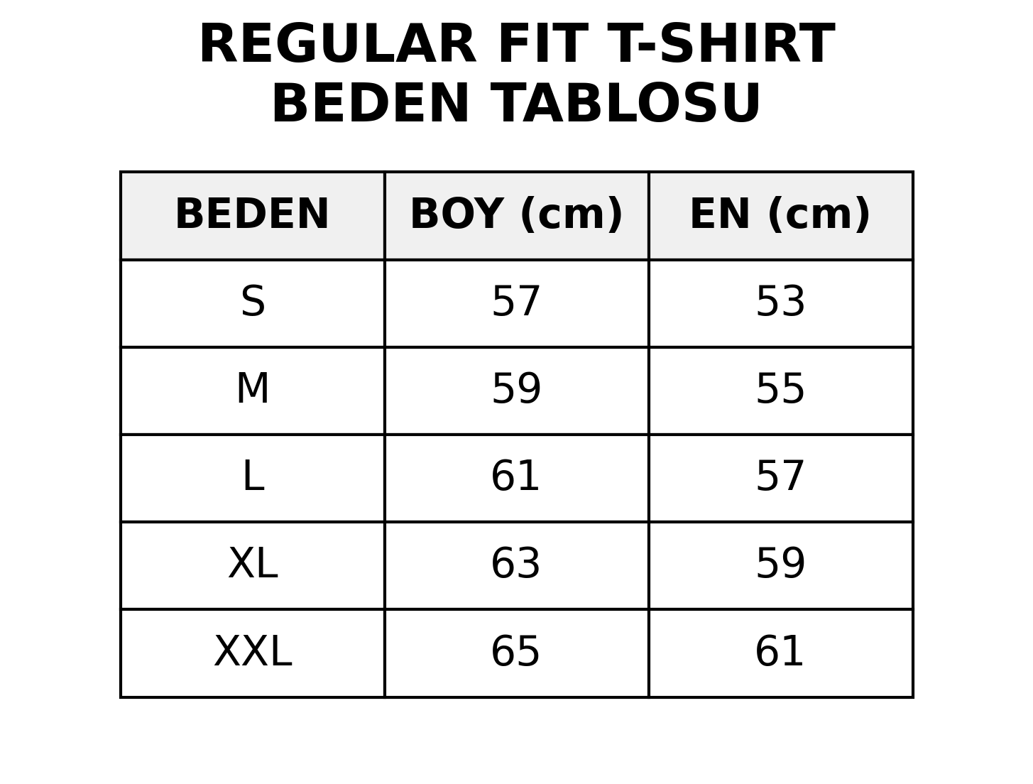 Siyah Basıc Regular T-shırt Beden Tablosu